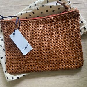 Clare V. Flat Clutch - Natural Rattan NWT